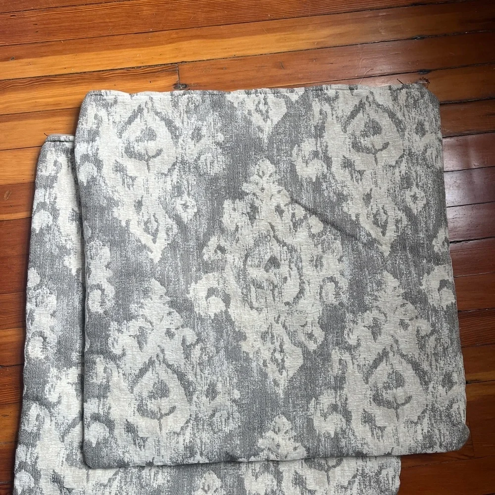 Gray and Cream Ikat Patterned Throw Pillow Covers (2) 24x24